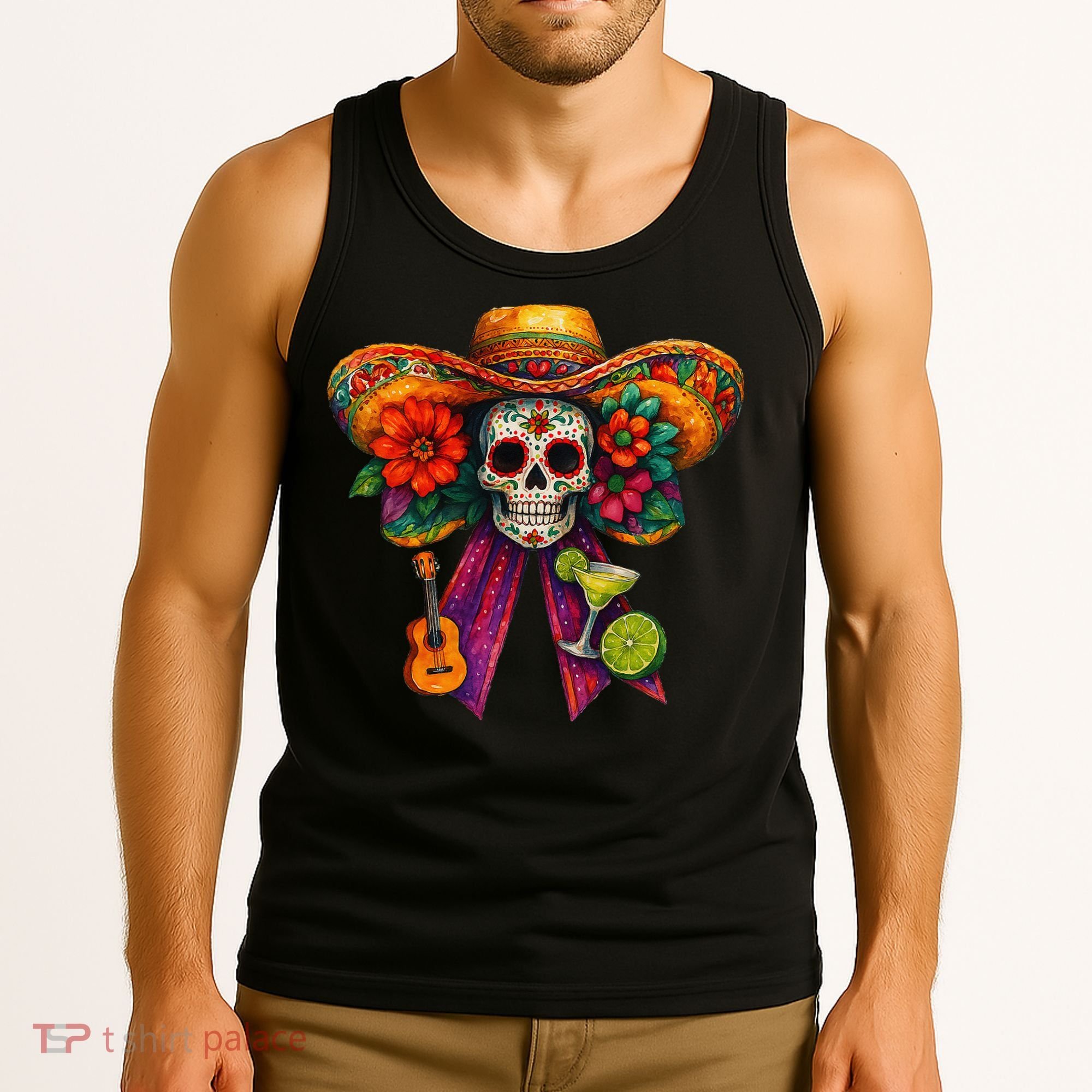 Cinco De Mayo Mexico Tequila Margarita Tacos Sugar Skull Tank Top