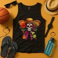 Cinco De Mayo Mexico Tequila Margarita Tacos Sugar Skull Tank Top thumb 4