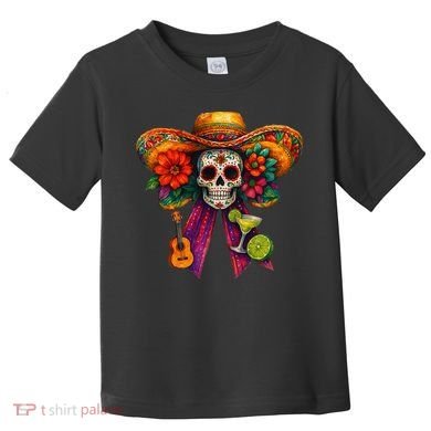 Cinco De Mayo Mexico Tequila Margarita Tacos Sugar Skull Toddler T-Shirt
