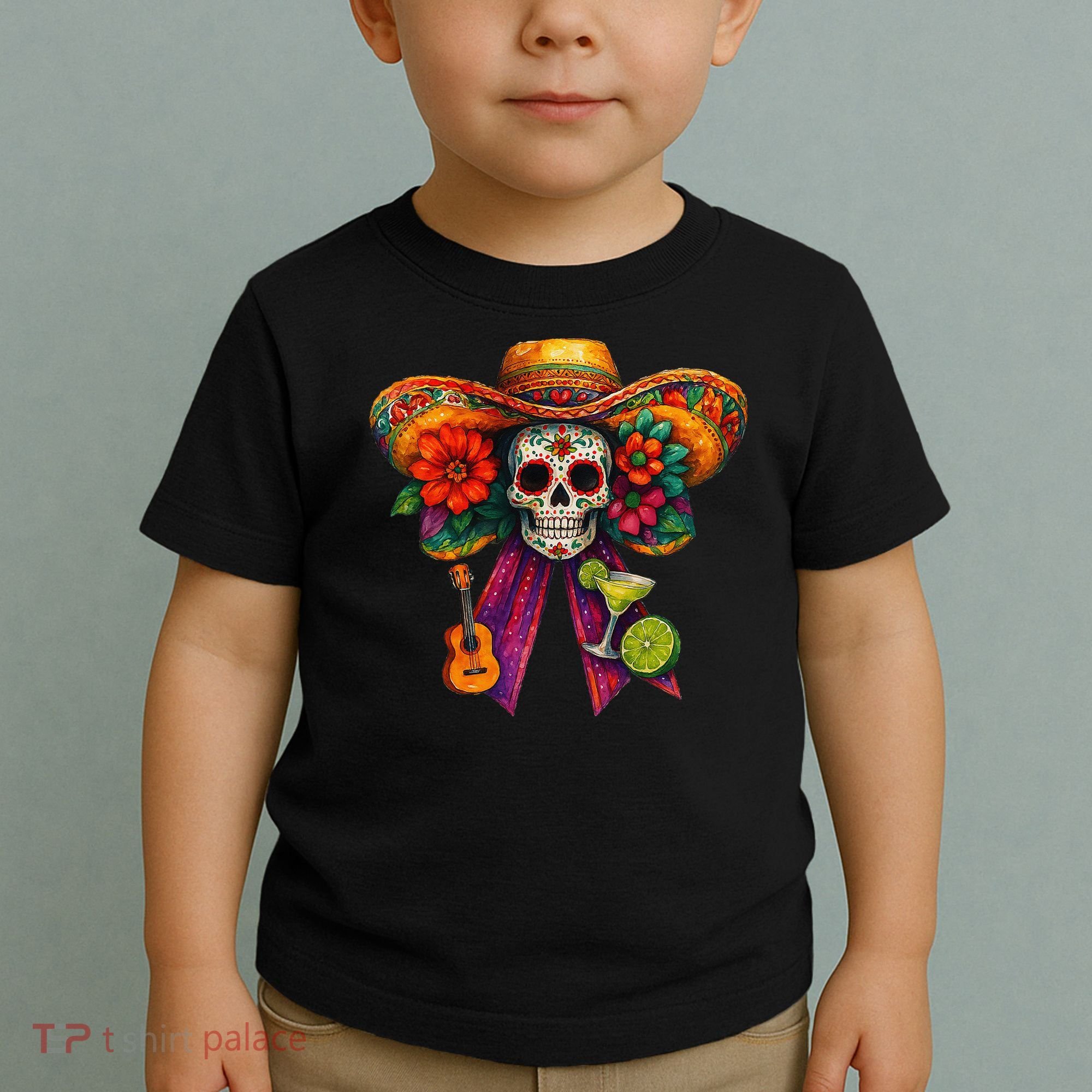 Cinco De Mayo Mexico Tequila Margarita Tacos Sugar Skull Toddler T-Shirt