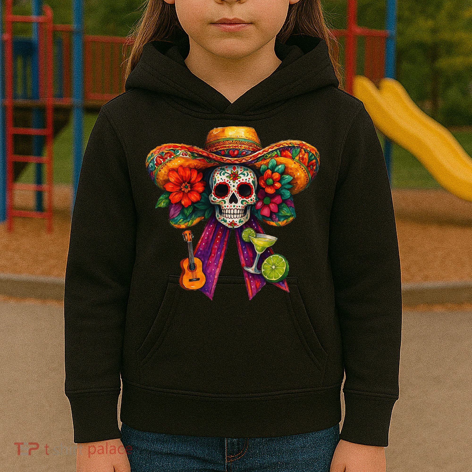 Cinco De Mayo Mexico Tequila Margarita Tacos Sugar Skull Kids Hoodie