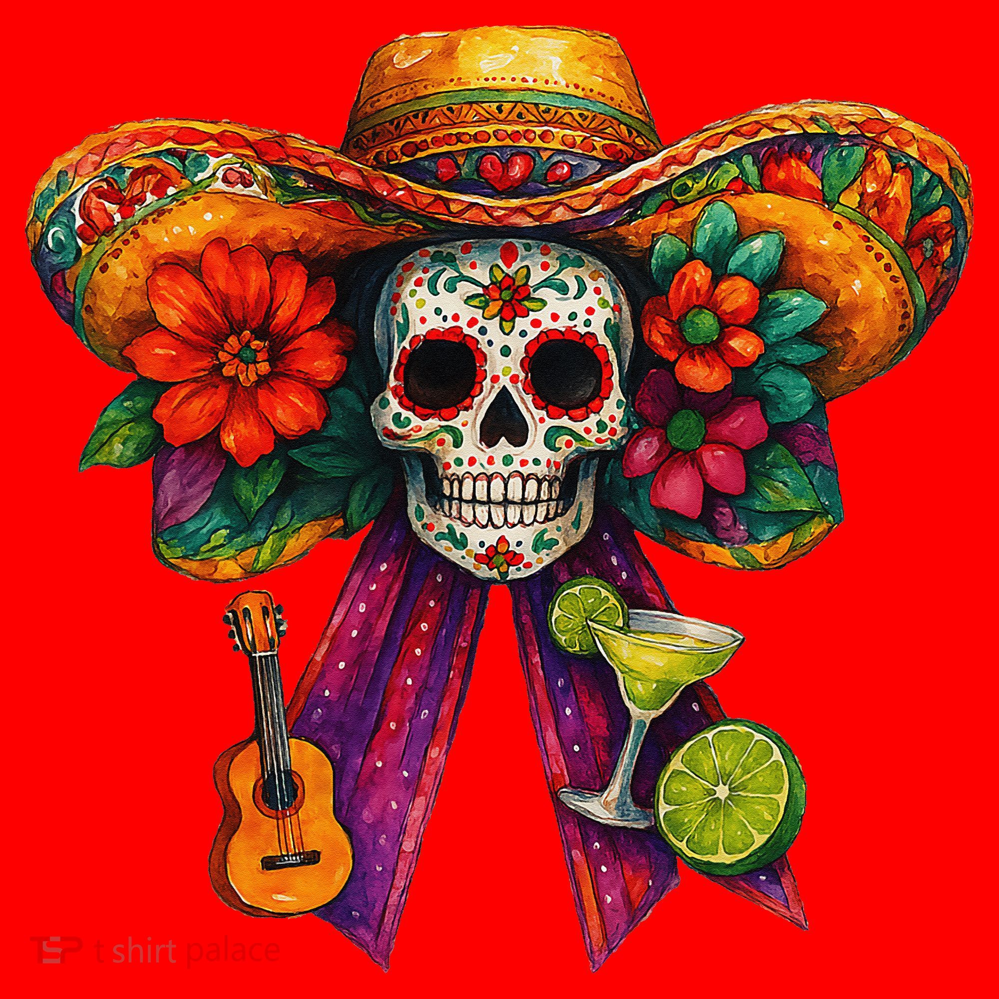 Cinco De Mayo Mexico Tequila Margarita Tacos Sugar Skull Santa Hat