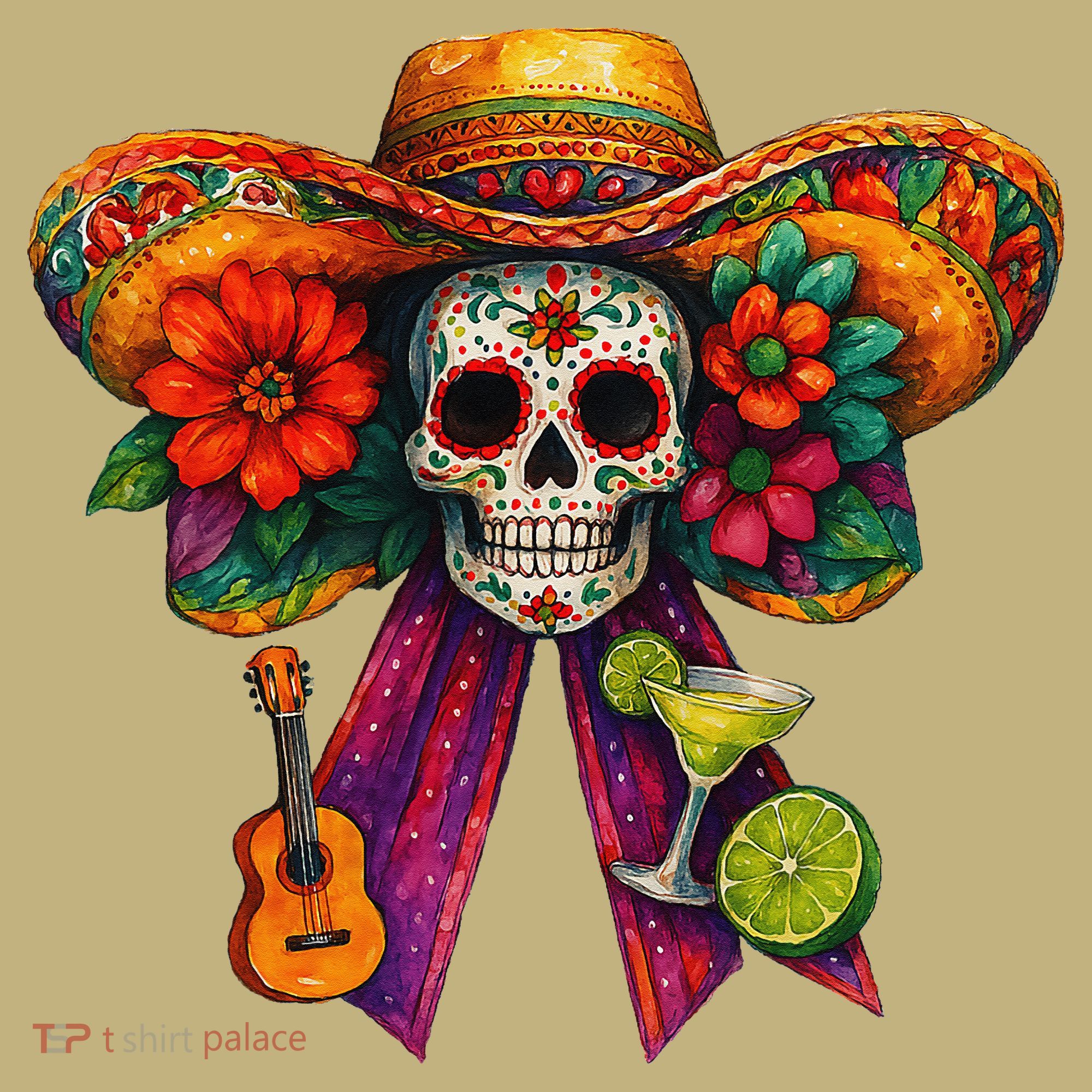 Cinco De Mayo Mexico Tequila Margarita Tacos Sugar Skull Long Sleeve Shirt