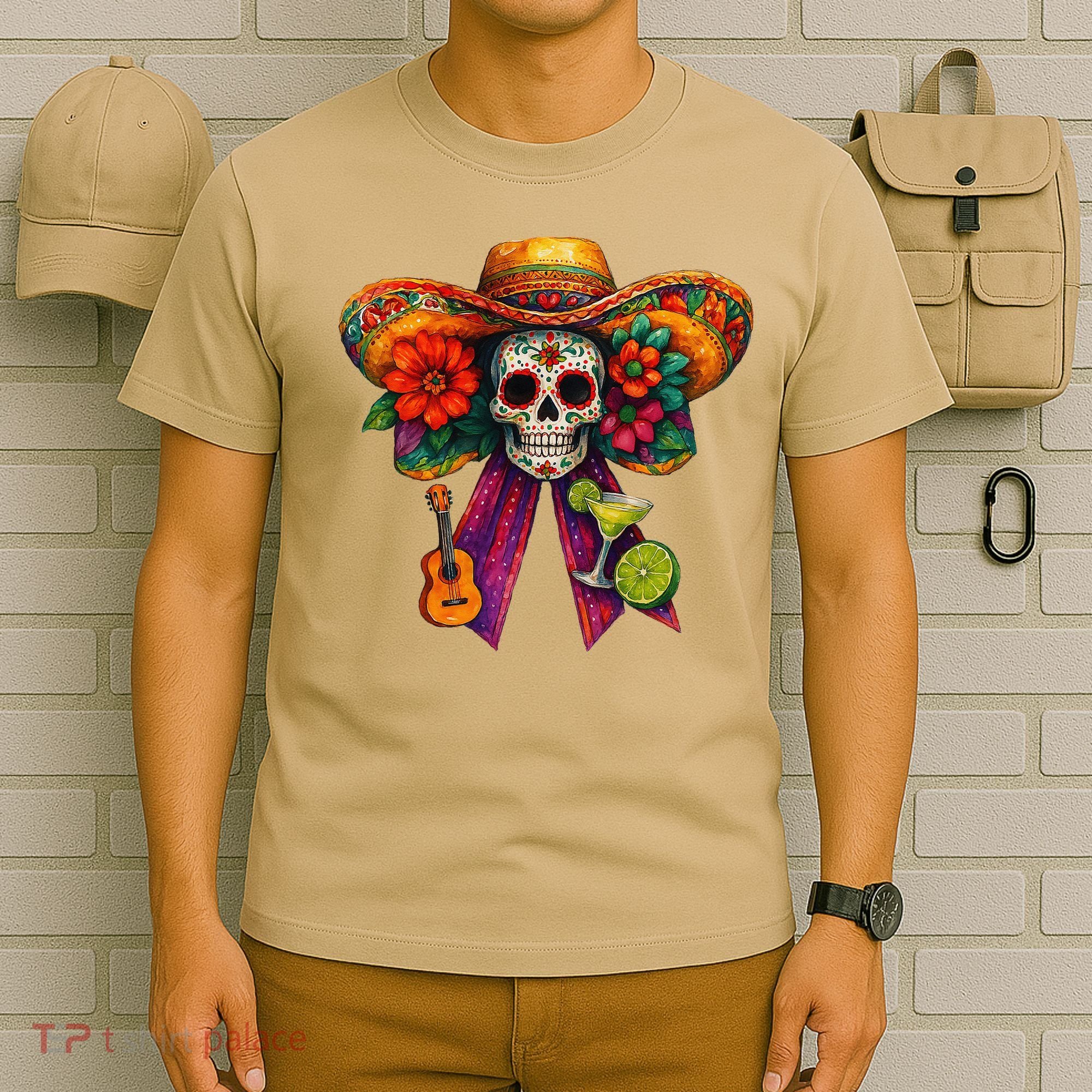 Cinco De Mayo Mexico Tequila Margarita Tacos Sugar Skull T-Shirt