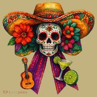 Cinco De Mayo Mexico Tequila Margarita Tacos Sugar Skull Button thumb 1