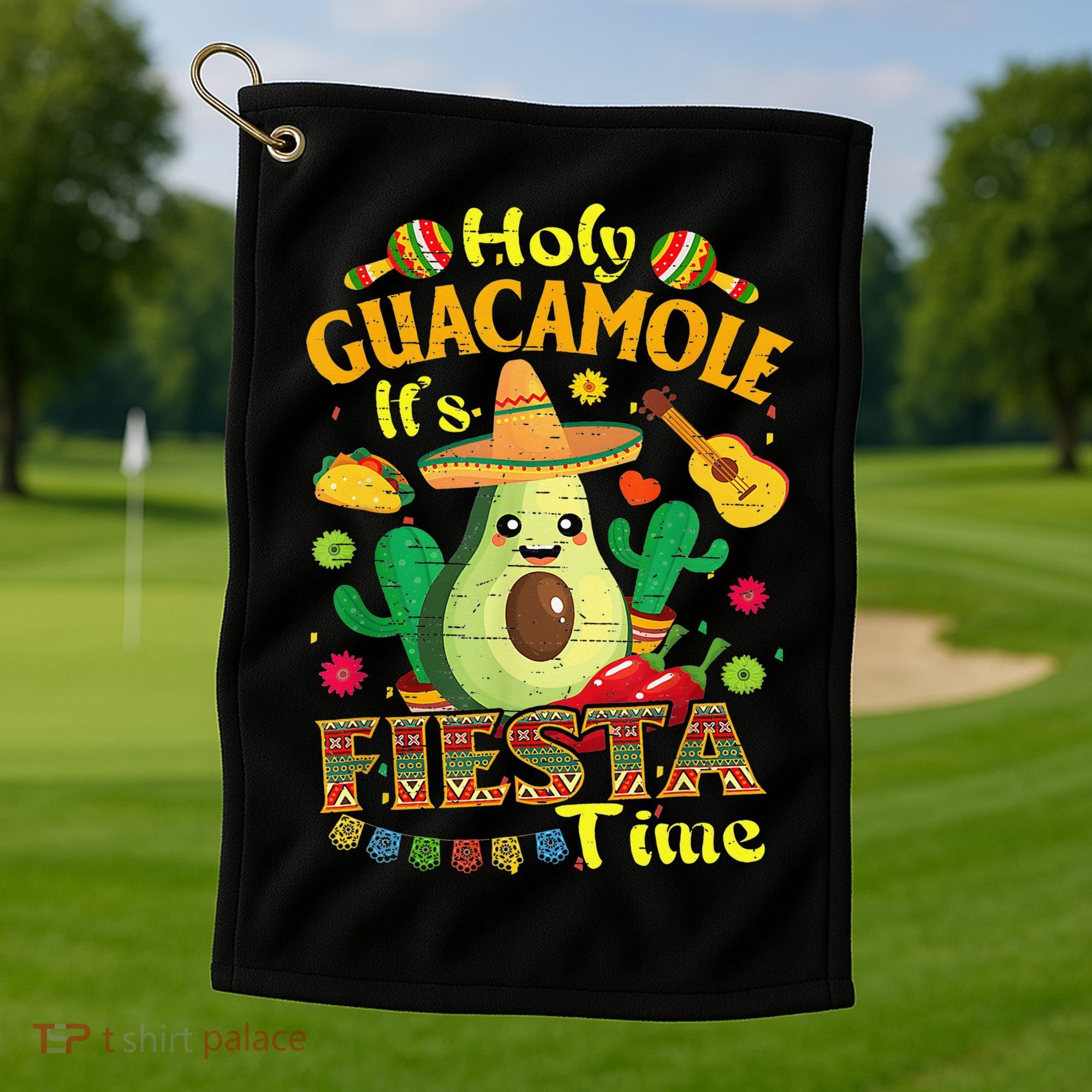 Cinco De Mayo Mexican Holy Guacamole Fiesta Time Gift Golf Towel