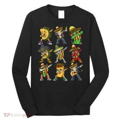 Cinco De Mayo Party Taco Dabbing Mexican Mariachi Burrito Long Sleeve Shirt