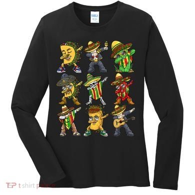 Cinco De Mayo Party Taco Dabbing Mexican Mariachi Burrito Women's Long Sleeve Shirt