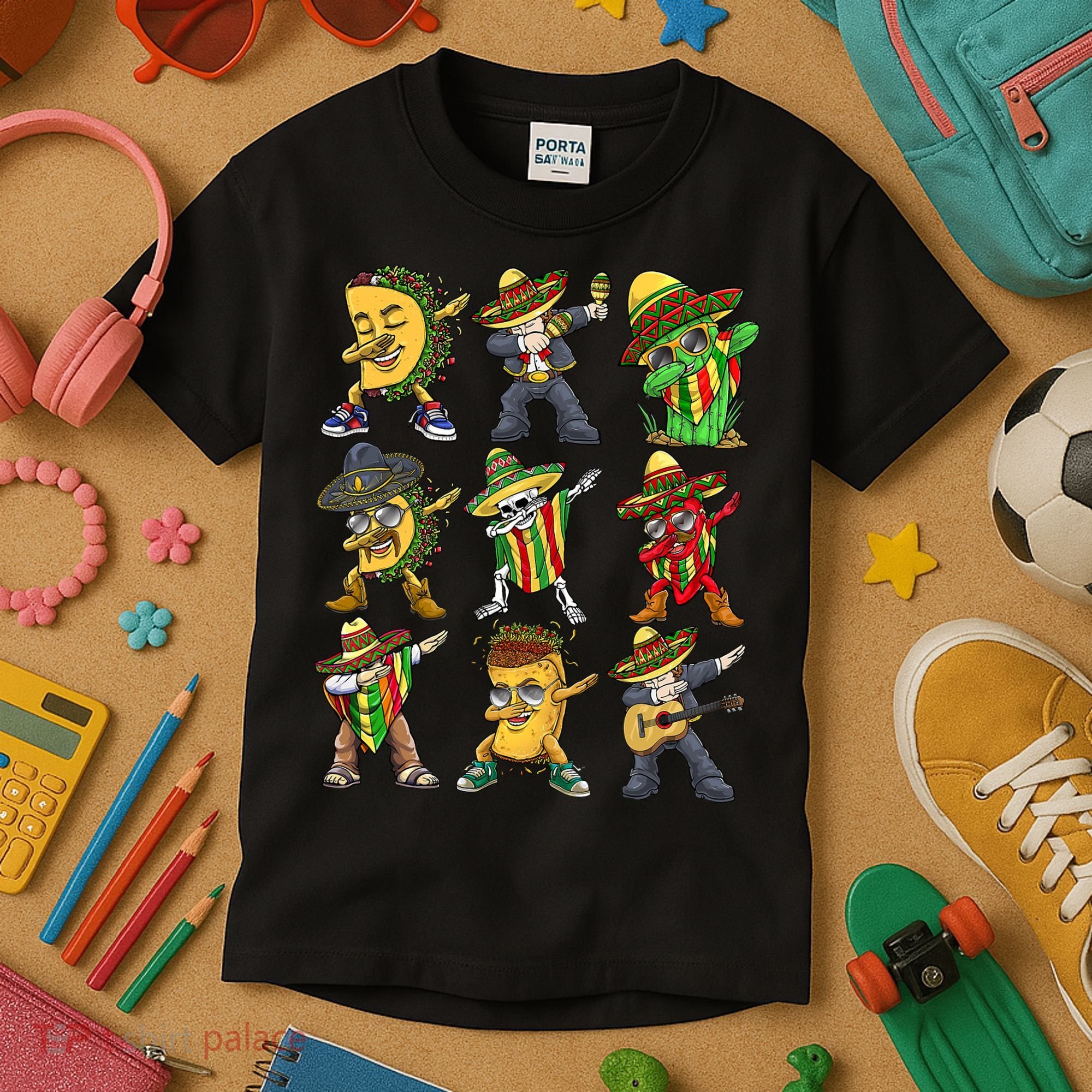 Cinco De Mayo Party Taco Dabbing Mexican Mariachi Burrito Kids T-Shirt