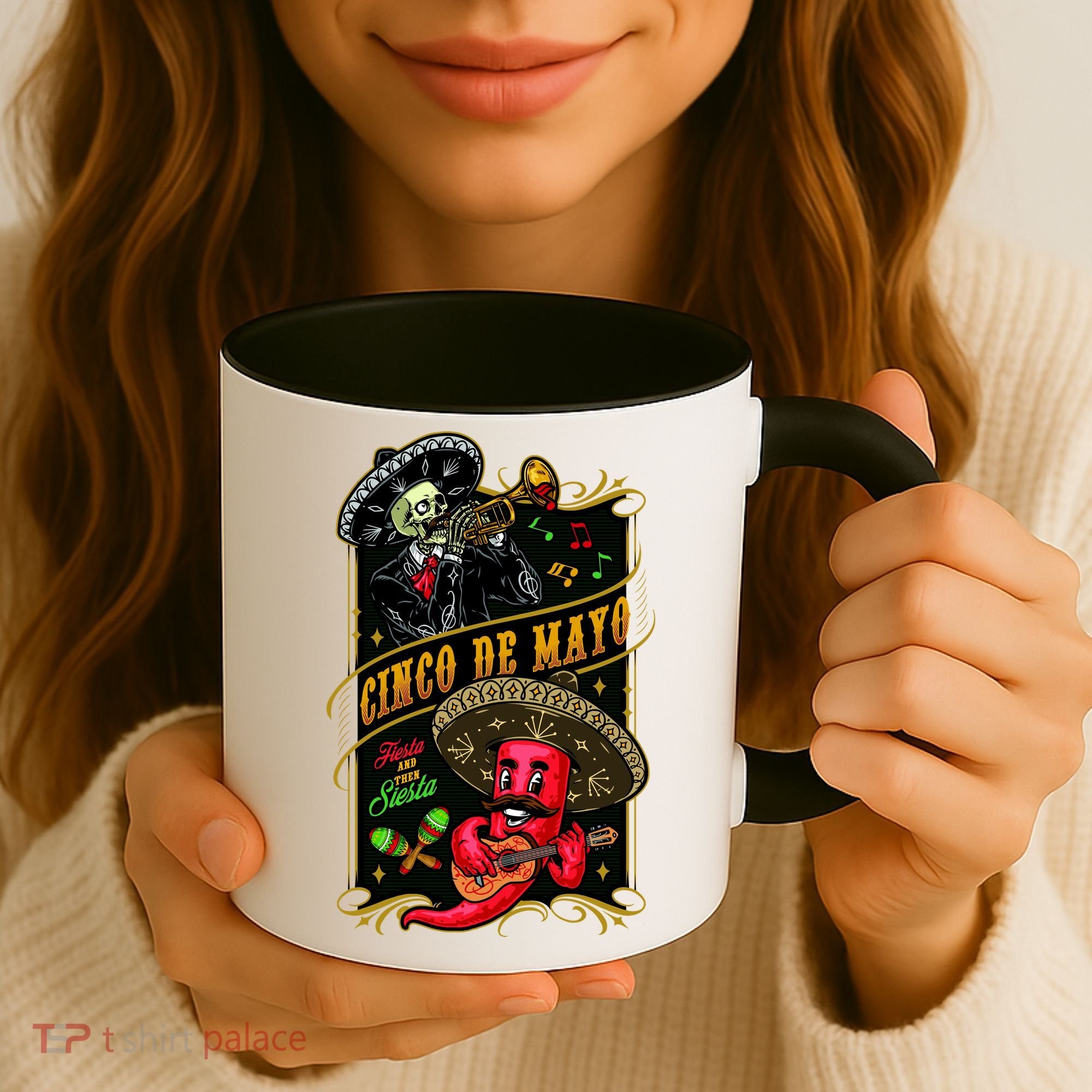 Cinco De Mayo Fiesta And Then Siesta Skeleton Pepper Music Coffee Mug