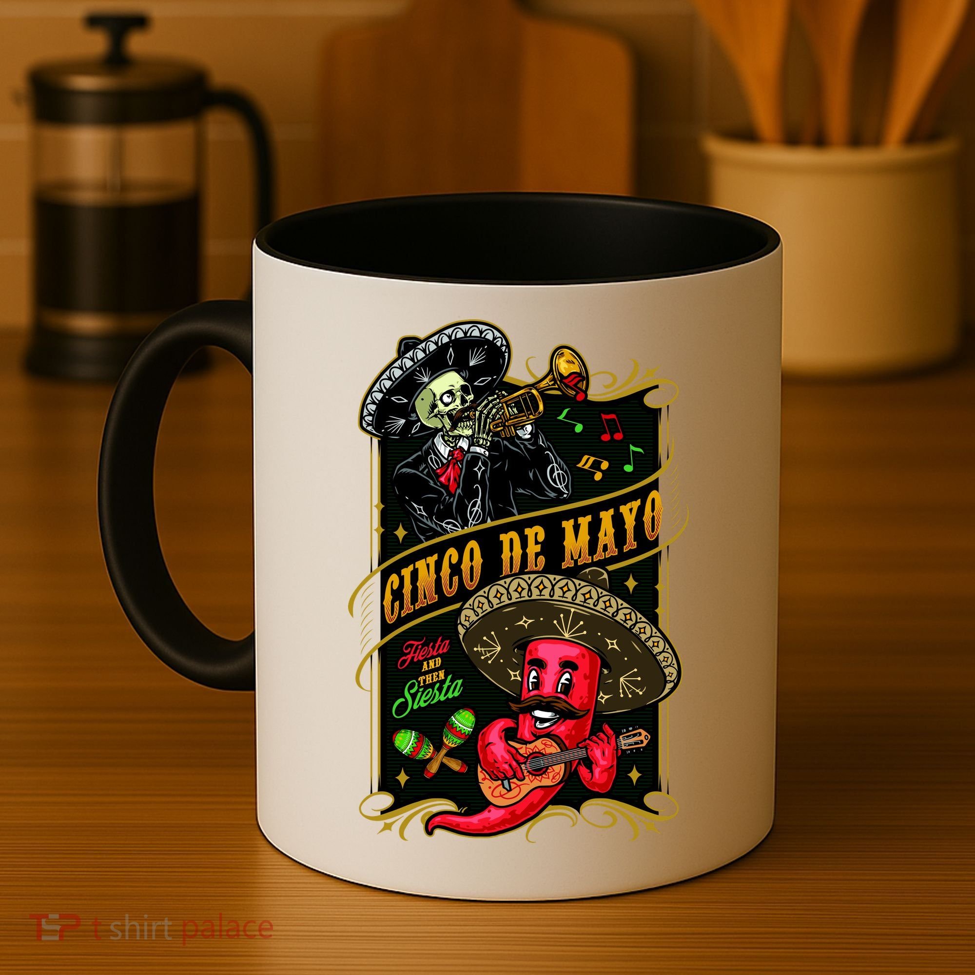 Cinco De Mayo Fiesta And Then Siesta Skeleton Pepper Music Coffee Mug
