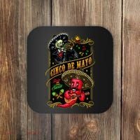 Cinco De Mayo Fiesta And Then Siesta Skeleton Pepper Music Coaster thumb 0
