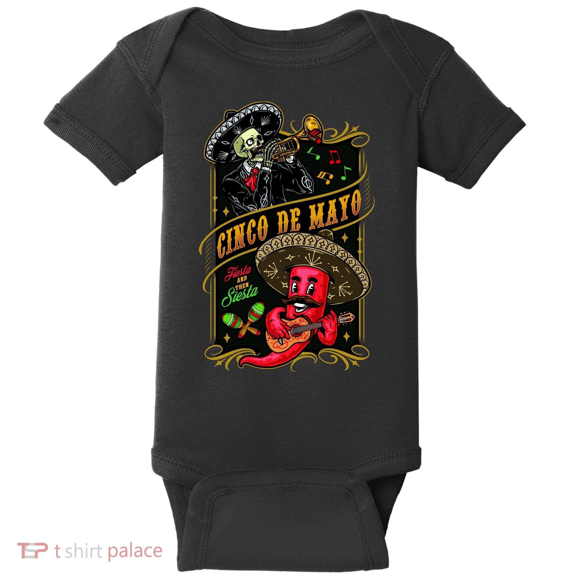 Cinco De Mayo Fiesta And Then Siesta Skeleton Pepper Music Baby Bodysuit
