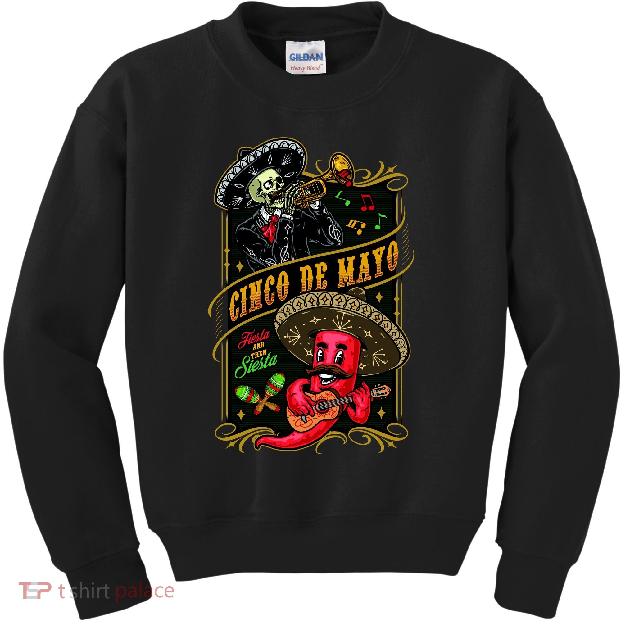 Cinco De Mayo Fiesta And Then Siesta Skeleton Pepper Music Kids Sweatshirt