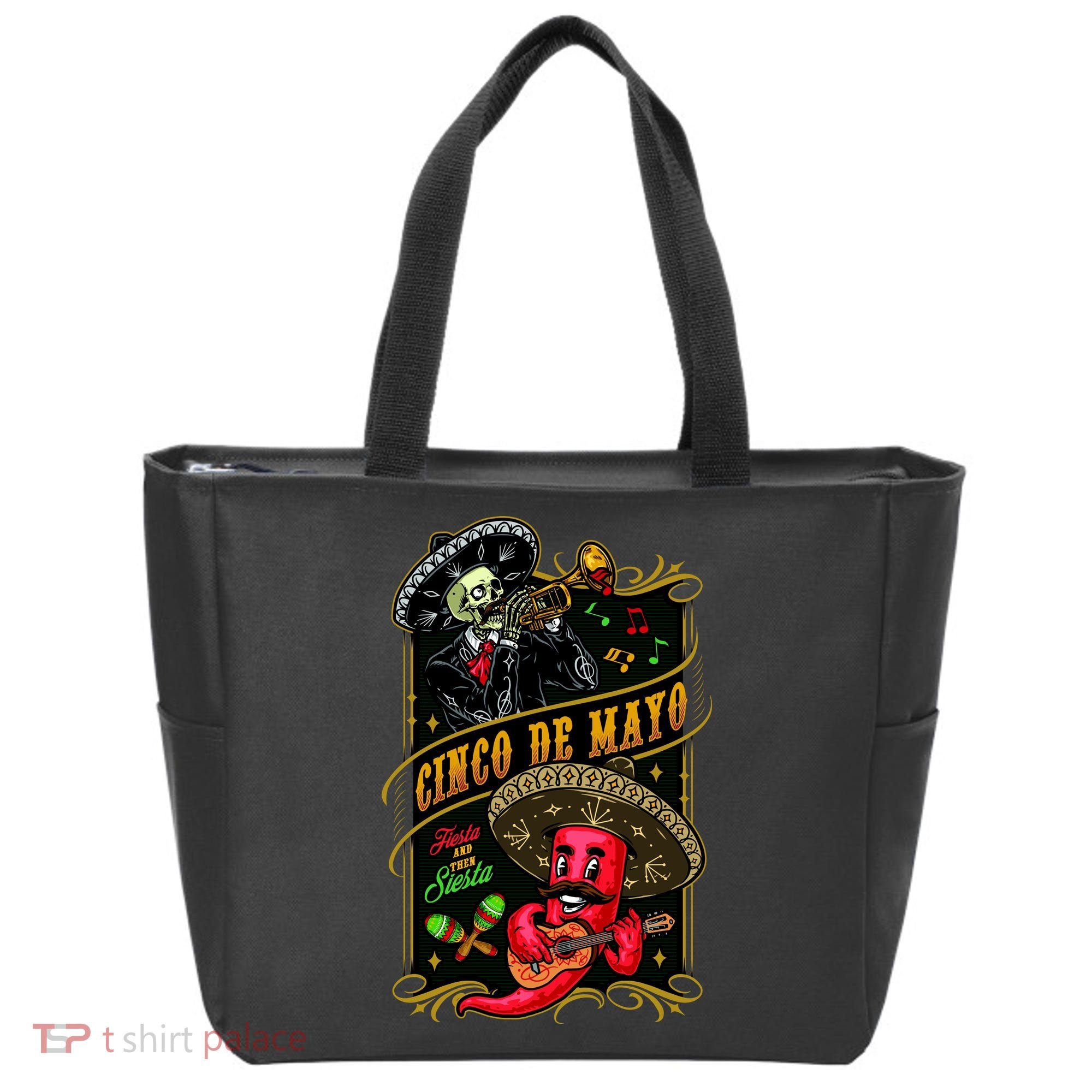 Cinco De Mayo Fiesta And Then Siesta Skeleton Pepper Music Tote Bag