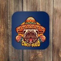 Cinco De Mayo Cute Pug Coaster thumb 0