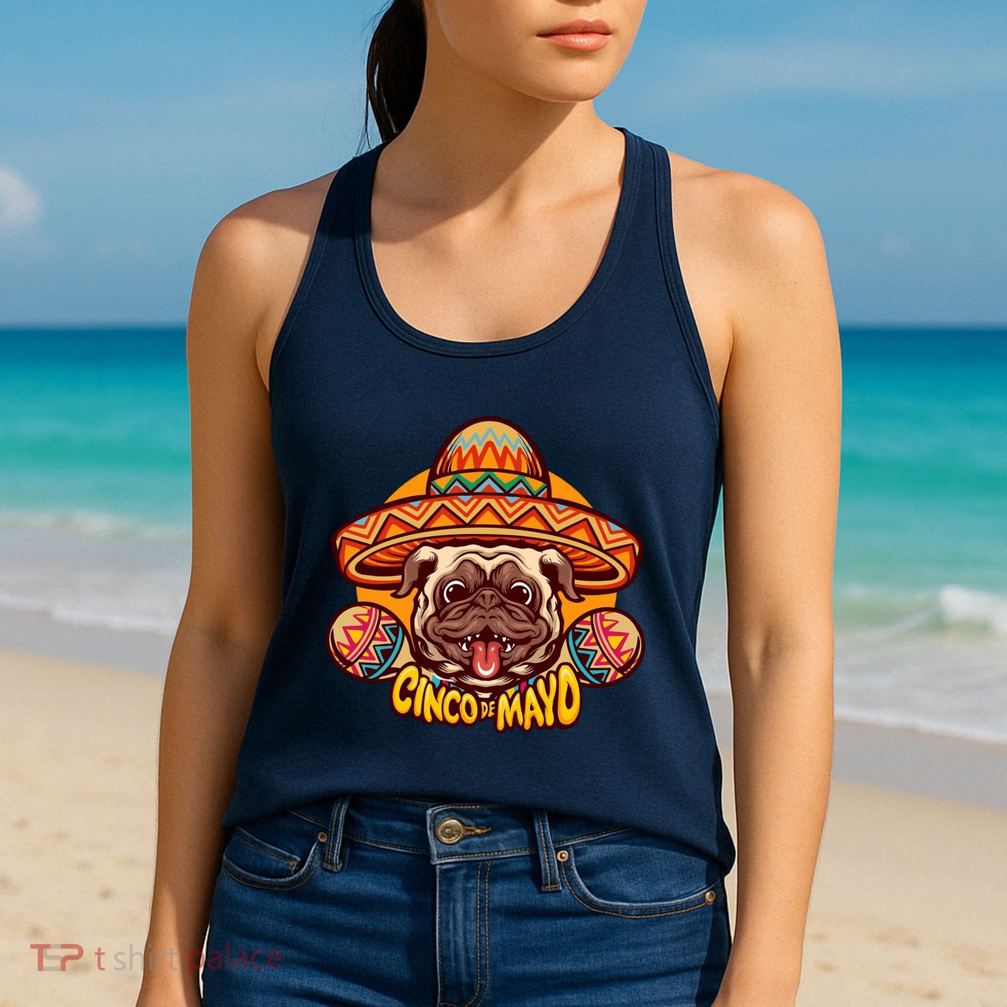 Cinco De Mayo Cute Pug Women's Tank Top