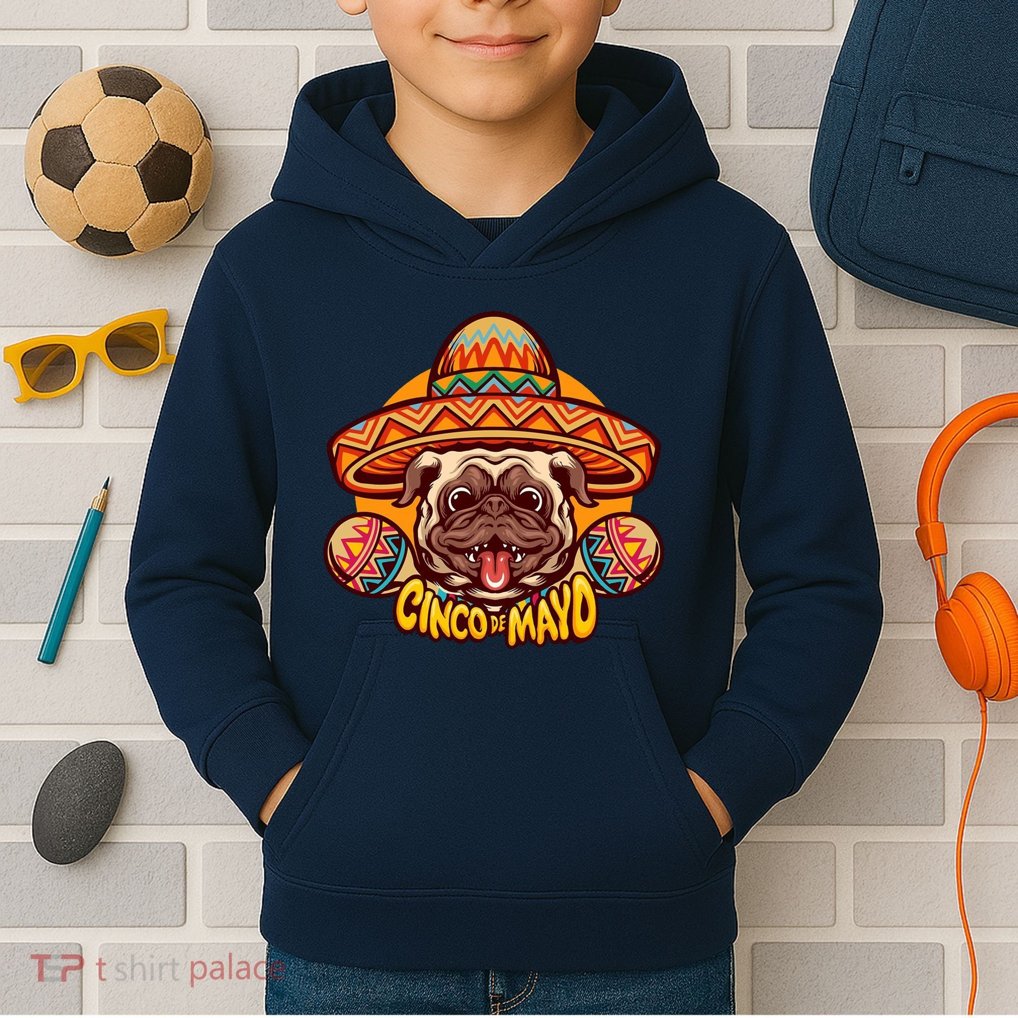 Cinco De Mayo Cute Pug Kids Hoodie