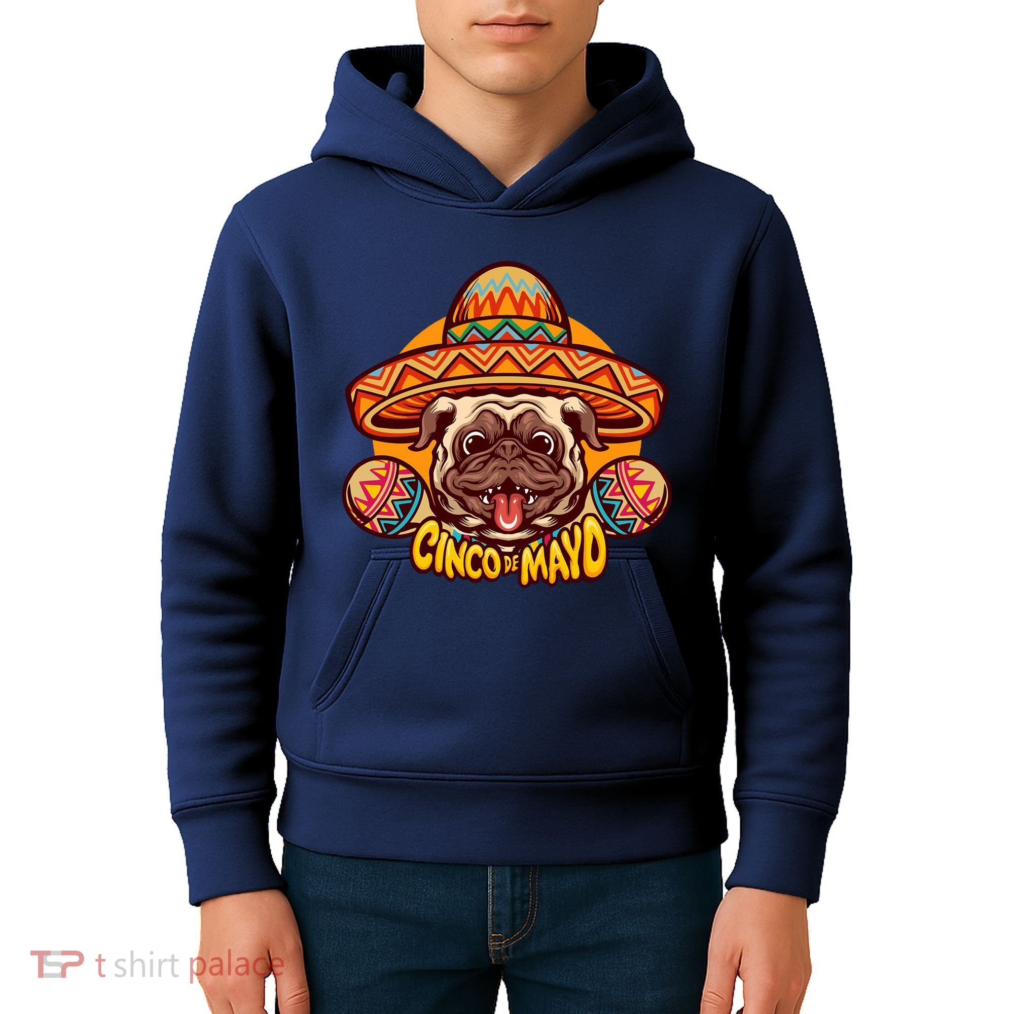 Cinco De Mayo Cute Pug Kids Hoodie