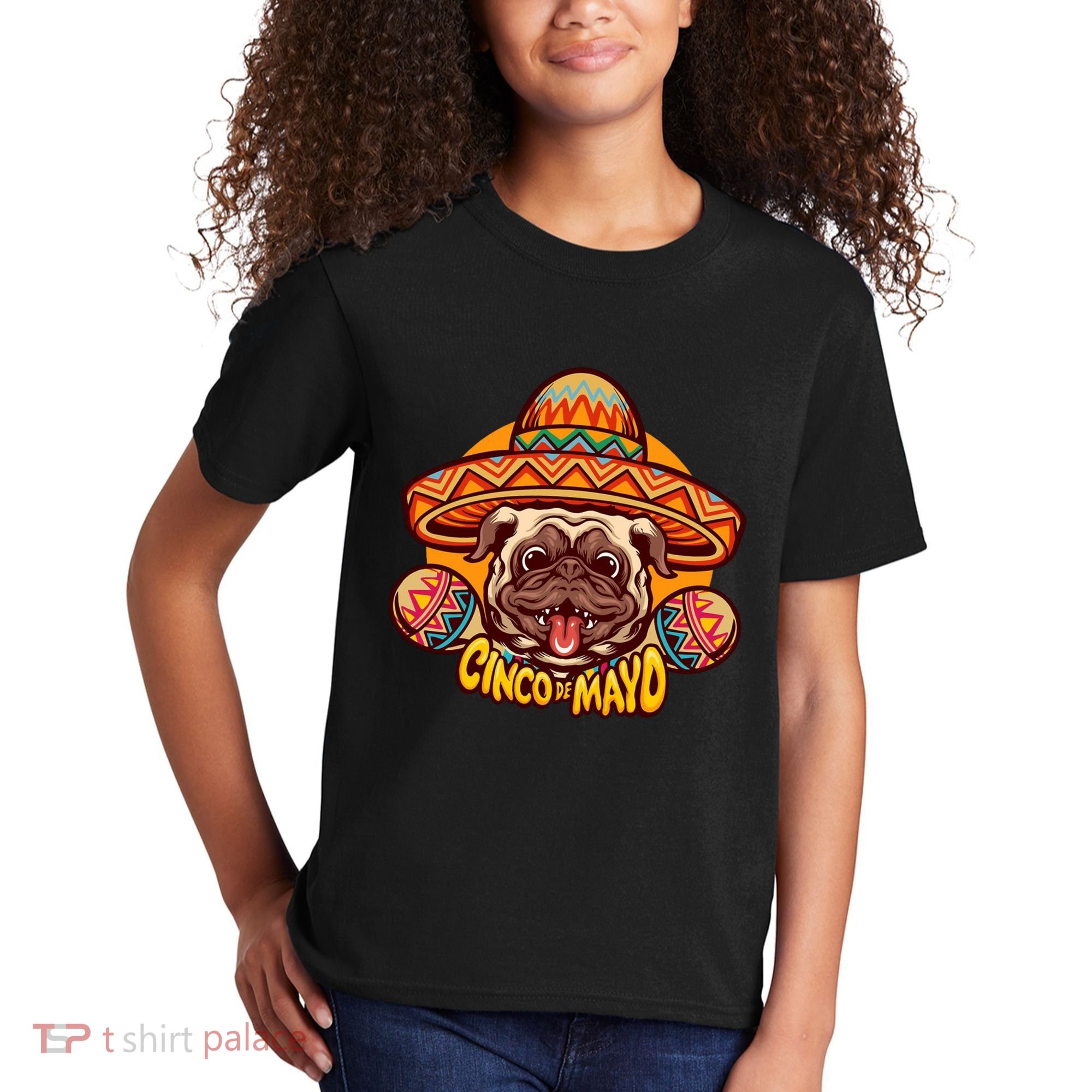 Cinco De Mayo Cute Pug Kids T-Shirt
