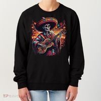 Cinco De Mayo Skeleton Sugar Skull Fiesta Sombreros Guitar Women's Sweatshirt thumb 0