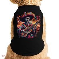 Cinco De Mayo Skeleton Sugar Skull Fiesta Sombreros Guitar Doggie Tank thumb 0