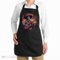 Cinco De Mayo Skeleton Sugar Skull Fiesta Sombreros Guitar Apron thumb 2