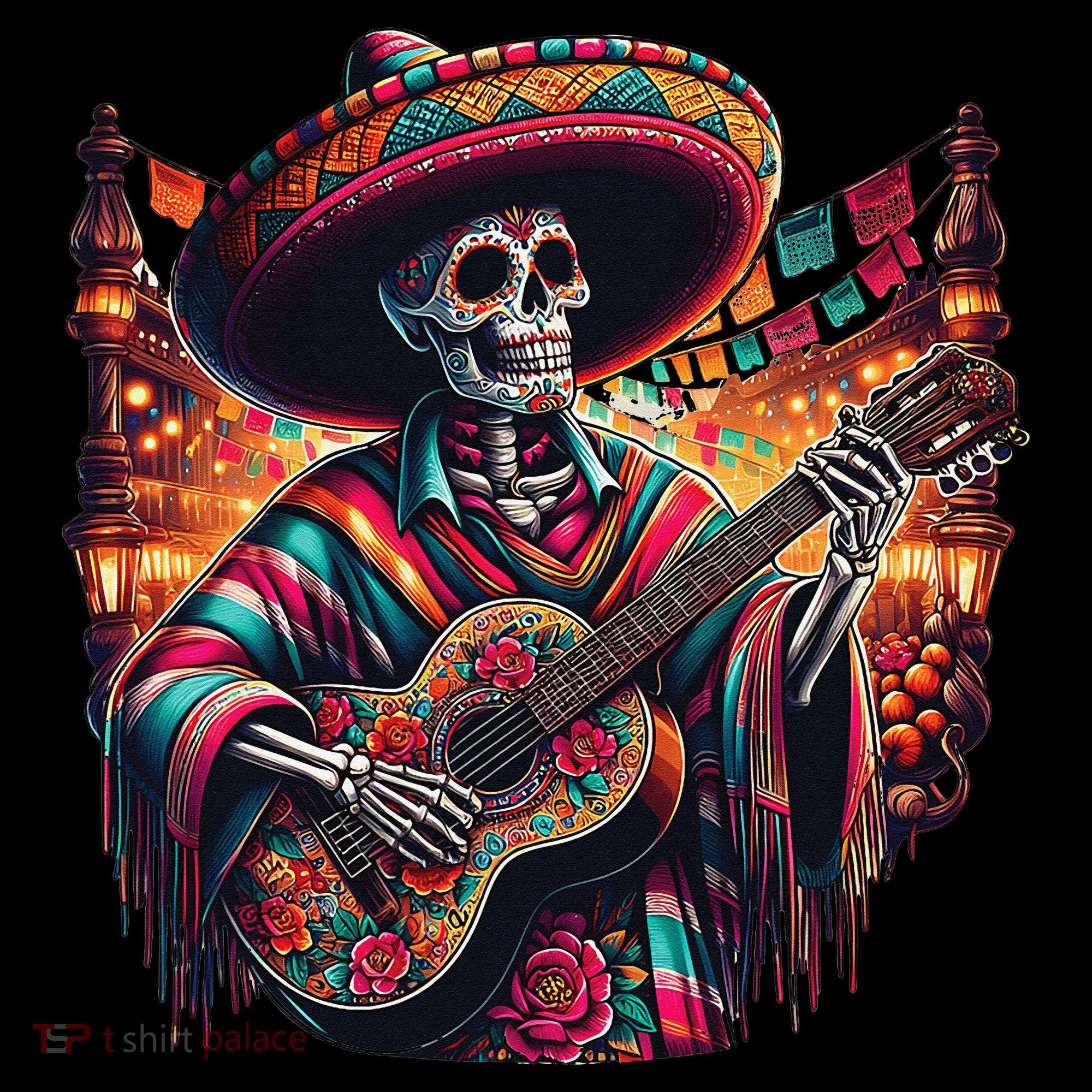 Cinco De Mayo Skeleton Sugar Skull Fiesta Sombreros Guitar Coffee Mug