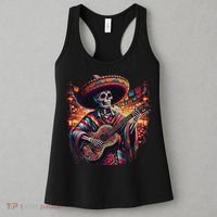 Cinco De Mayo Skeleton Sugar Skull Fiesta Sombreros Guitar Women's Tank Top thumb 3