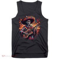 Cinco De Mayo Skeleton Sugar Skull Fiesta Sombreros Guitar Tank Top thumb 0