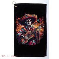 Cinco De Mayo Skeleton Sugar Skull Fiesta Sombreros Guitar Golf Towel thumb 0
