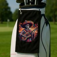 Cinco De Mayo Skeleton Sugar Skull Fiesta Sombreros Guitar Golf Towel thumb 2