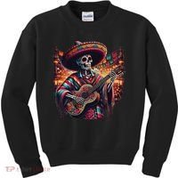 Cinco De Mayo Skeleton Sugar Skull Fiesta Sombreros Guitar Kids Sweatshirt thumb 0