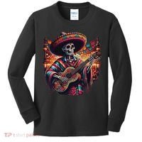 Cinco De Mayo Skeleton Sugar Skull Fiesta Sombreros Guitar Kids Long Sleeve Shirt thumb 0
