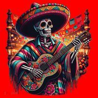 Cinco De Mayo Skeleton Sugar Skull Fiesta Sombreros Guitar Santa Hat thumb 1