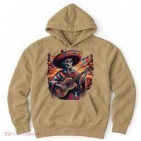 Cinco De Mayo Skeleton Sugar Skull Fiesta Sombreros Guitar Hoodie thumb 0