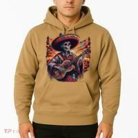 Cinco De Mayo Skeleton Sugar Skull Fiesta Sombreros Guitar Hoodie thumb 2