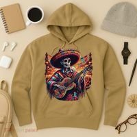Cinco De Mayo Skeleton Sugar Skull Fiesta Sombreros Guitar Hoodie thumb 3