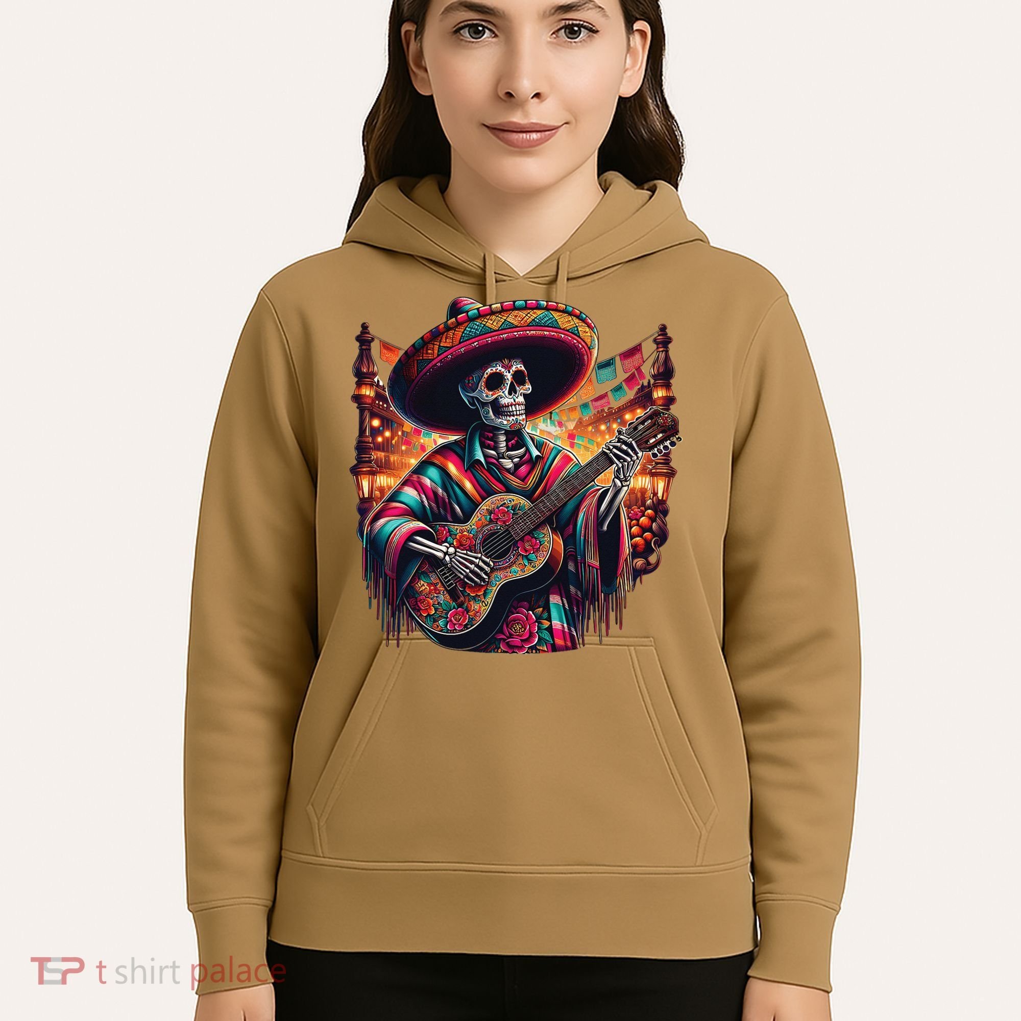 Cinco De Mayo Skeleton Sugar Skull Fiesta Sombreros Guitar Hoodie
