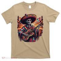Cinco De Mayo Skeleton Sugar Skull Fiesta Sombreros Guitar T-Shirt thumb 0