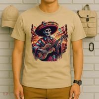 Cinco De Mayo Skeleton Sugar Skull Fiesta Sombreros Guitar T-Shirt thumb 6