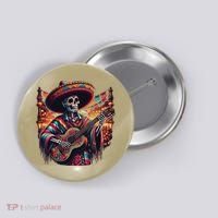 Cinco De Mayo Skeleton Sugar Skull Fiesta Sombreros Guitar Button thumb 0