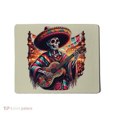 Cinco De Mayo Skeleton Sugar Skull Fiesta Sombreros Guitar Mousepad