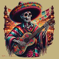 Cinco De Mayo Skeleton Sugar Skull Fiesta Sombreros Guitar Mousepad thumb 1