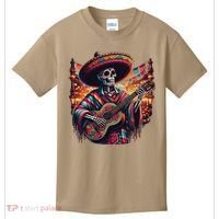 Cinco De Mayo Skeleton Sugar Skull Fiesta Sombreros Guitar Kids T-Shirt thumb 0