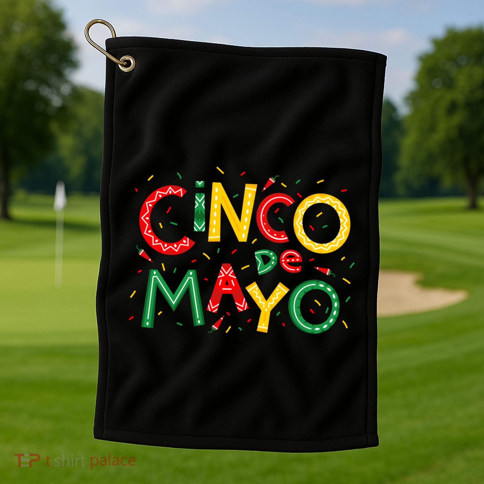 Cinco De Mayo Chili Pepper Celebration Golf Towel