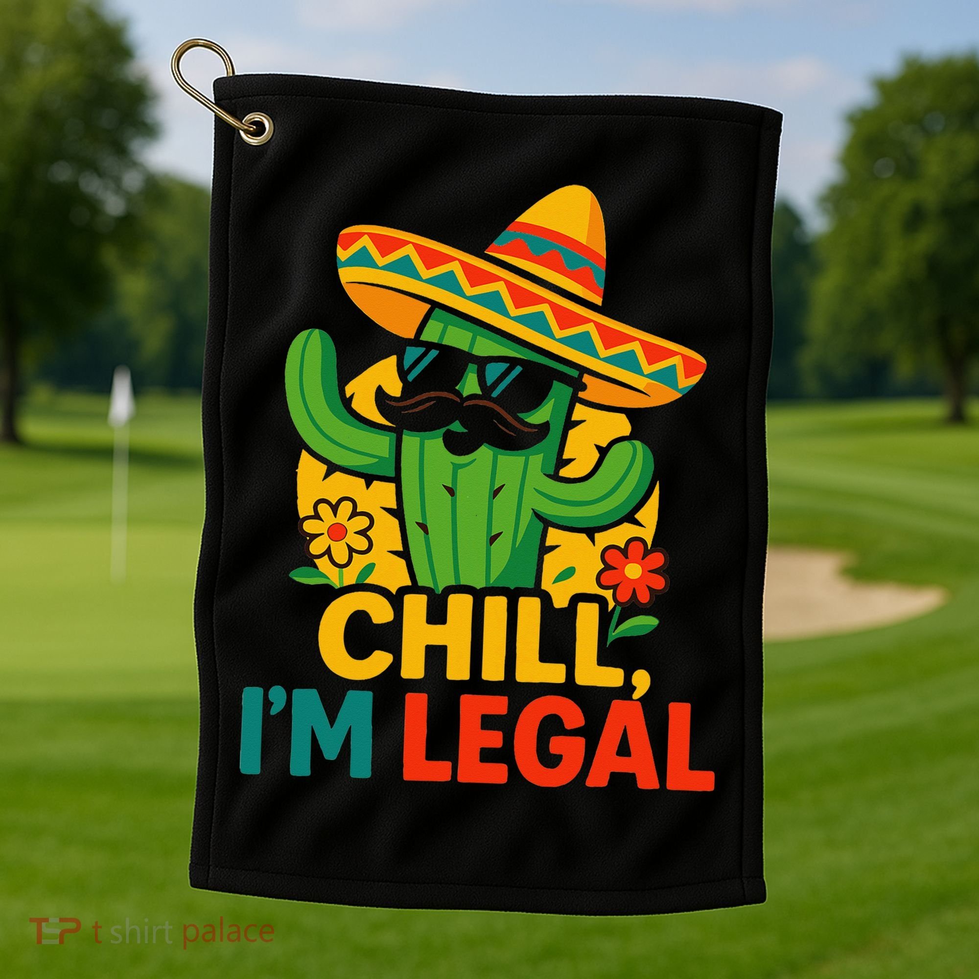 Cinco De Mayo Mexican Immigrant Chill Im Legal Funny Golf Towel