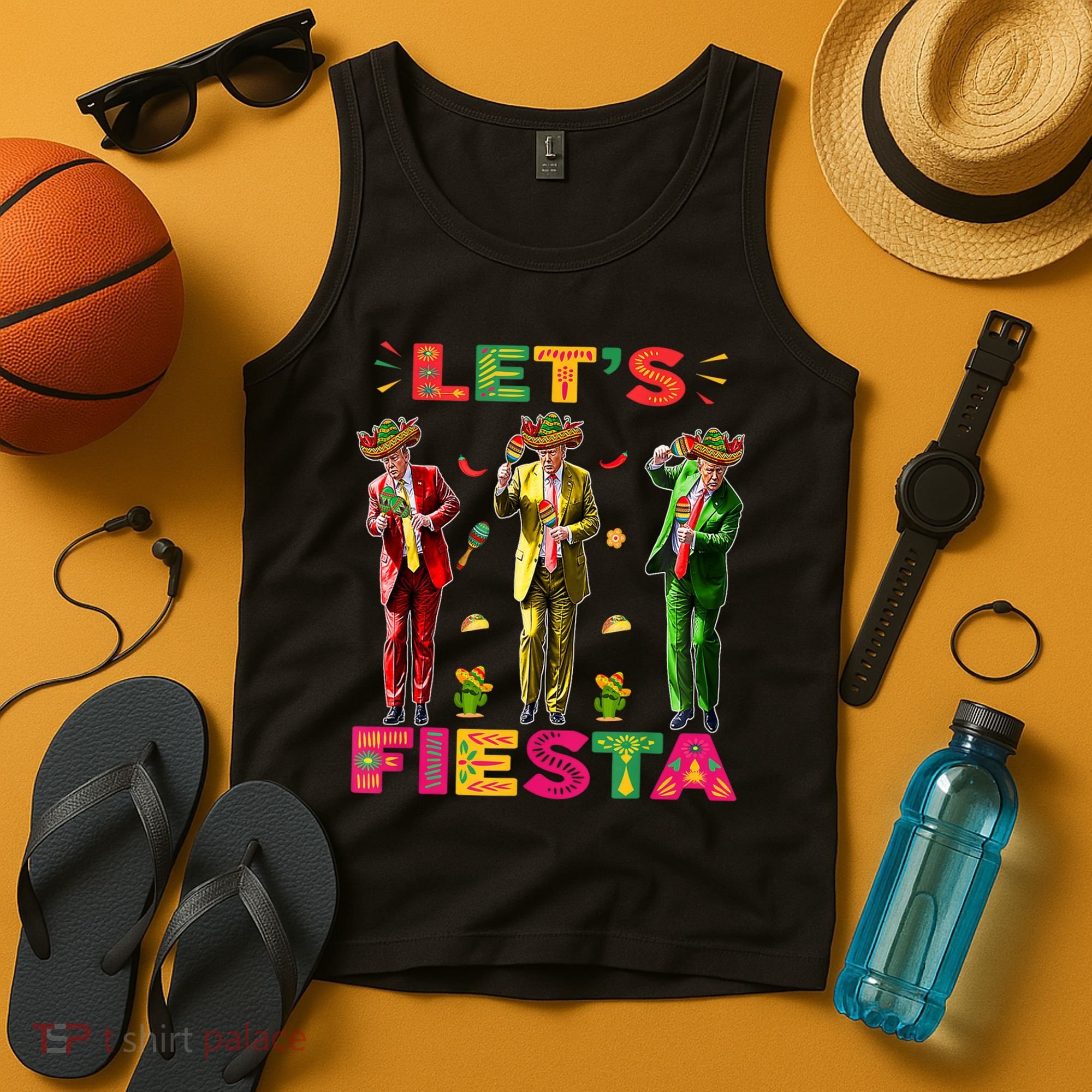 Cinco De Mayo Trump Taco Funny Dancing Trump Let's Fiesta Tank Top