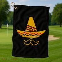 Cinco De Mayo Mustache Sombrero Funny Golf Towel thumb 1