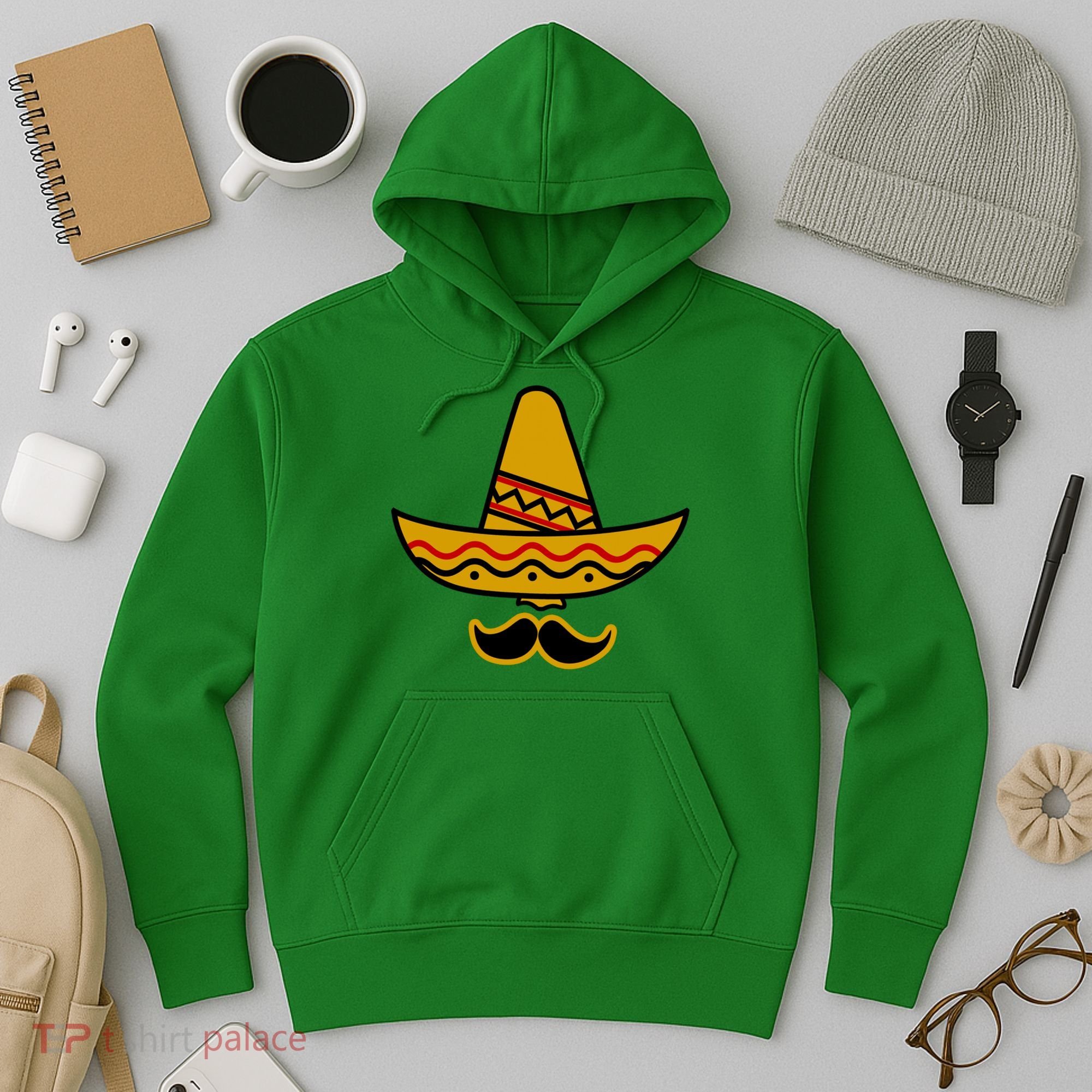 Cinco De Mayo Mustache Sombrero Funny Hoodie